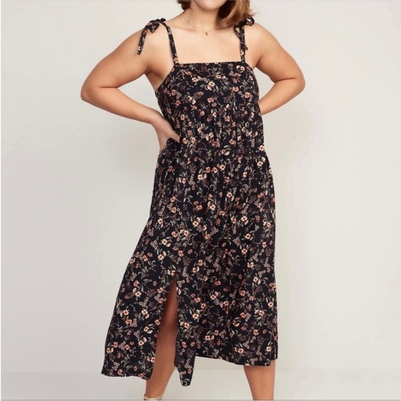 Old Navy Dresses & Skirts - NWT Old Navy Tie-Shoulder Front-Split Floral Midi Dress sz 2X (20/22) Plus-Curve
